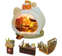 Kit maison de poupée miniature à faire soi-même, ours en peluche avec meubles, excellent cadeau artisanal pour anniversaire, Saint-Valentin (Meow Meow Sushi Shop)