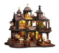 Kit maison miniature à 3 niveaux en bois pour maison de poupée médiévale européenne | Tour d'observatoire noble élégante | Cadeau artisanal pour adultes