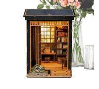 Kit Maison Miniature | Décoration De Bureau De Style Japonais En Bois,Petit Ensemble De Construction De Bibliothèque - Pour Adolescents Amateurs D'artisanat Collectionneurs Anniversaire Salon Chambre