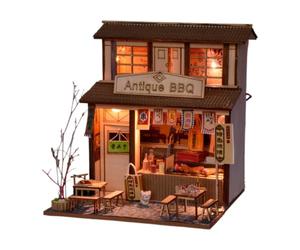 Kit Maison Miniature DIY pour Adultes Maquette de Restaurant Barbecue Rétro | Kit Mini Maison à Construire pour adolescents adultes passionnés débutants bibliothèque bureau appartement sa