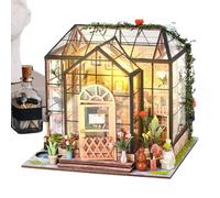 Kit maison miniature exposition de décoration artisanale mini maison | Kit de serre 3D pour décoration intérieure saisonnière adultes adolescents étagère chambre Noël