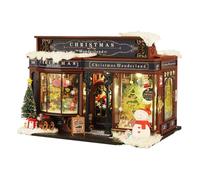 Kit Maison Miniature Noël - 8.86 Pouces Bois Papier | Bois Papier Maquette DIY Créative IDéale pour Décoration Fête Activité Manuelle Cadeau Adultes Ambiance Festive