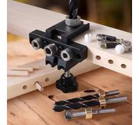 Kit maître de gabarit de perçage de précision 3-en-1 pour chevilles et came, guide de perçage de trous pour le travail du bois, pour le positionnement en menuiserie DIY Set A