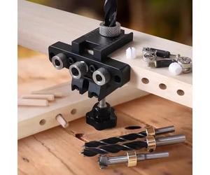 Kit maître de gabarit de perçage de précision 3-en-1 pour chevilles et came, guide de perçage de trous pour le travail du bois, pour le positionnement en menuiserie DIY Set A