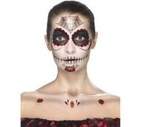 kit make-up jour des morts rouge et noir - smiffys 41570 Multicolore G