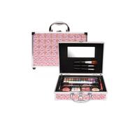 Kit Mallette de Maquillage Fashion Make up Enfant 46 Pieces - Coffret Disco Rose Paillettes - cosmetiques casuelle - Set Beaute Fille et Carte