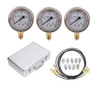 Kit manomètre à eau pression gaz glycérine 0-4 bar, manomètre hydraulique portable 25-60MPa avec 8 acteurs - Haute précision, matériaux résistants, pour excavatrices et installations