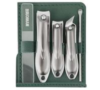 Kit Manucre Pedicure, 5pcs Ensemble de Coupe-Ongles Professionnel, Coupe-Cuticule en Acier Inoxydable, Kit de Manucure de Pédicure ，Juego de cortaúñas,Avec étui de voyage pour femme et homme (Marron)