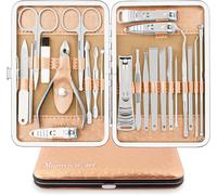 Kit Manucre Pedicure Coupe Ongle Professionnel Coupe Cuticule Acier Inoxydable Trousse Manucure Pedicure Set De 23pcs Avec Exquis La Boîte (Or/Argent)