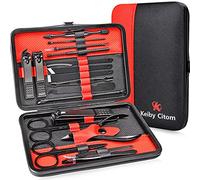 Kit Manucre Pedicure - Coupe Ongle Professionnel Coupe Cuticule Acier Inoxydable - Trousse Manucure Pedicure Set de 18pcs avec Exquis La Boîte by Keiby Citom (Schwarz Rot)