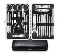 Kit Manucre Pedicure Coupe Ongle Professionnel Coupe Cuticule Acier Inoxydable Trousse Manucure Pedicure Set de 23pcs avec Exquis La Boîte (Noir/Argent)