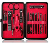 Kit Manucre Pedicure - Coupe Ongle Professionnel Coupe Cuticule Acier Inoxydable - Trousse Manucure Pedicure Set de 15pcs avec Exquis La Boîte by Keiby Citom (Rouge)