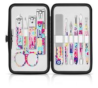 Kit Manucre Pedicure Coupe Ongles Professionnel Coupe Cuticule 10pcs Acier Inoxydable Trousse Manucure Pedicure Set pour le Voyage ou la Maison (Bohème)