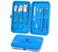 Kit Manucre Pedicure Mini Coupe Ongle Professionnel Coupe Cuticule Femme, Trousse Manucure Pedicure Set de 10pcs (Bleu)