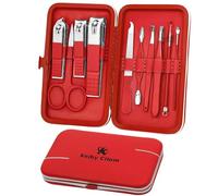 Kit Manucre Pedicure Mini Coupe Ongle Professionnel Coupe Cuticule Femme, Trousse Manucure Pedicure Set de 10pcs (Rouge)