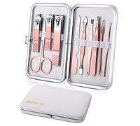 Kit Manucre Pedicure Mini, trousse de coupe-ongles de voyage, outils de soins de pédicure, trousse de toilettage en acier inoxydable 10pcs (Blanc)