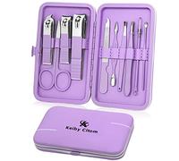 Kit Manucre Pedicure Mini, trousse de coupe-ongles de voyage, outils de soins de pédicure, trousse de toilettage en acier inoxydable 10pcs (Violette)