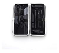Kit Manucre Pedicure, Set de Manucure, Ensemble de 15 coupe-ongles noirs en acier inoxydable