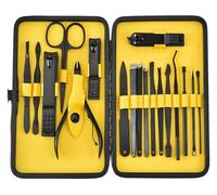 Kit Manucre Pedicure, Set de Manucure, Ensemble de 18 coupe-ongles décoratifs en acier inoxydable noir