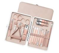 Kit Manucre Pedicure, Set de Manucure, Ensemble de manucure coupe-ongles en acier inoxydable(Light red)