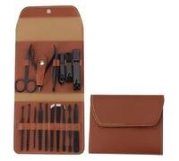 Kit Manucre Pedicure, Set de Manucure, Ensemble de pédicure et de manucure en acier inoxydable avec coupe-ongles et sac en PU(Brown)