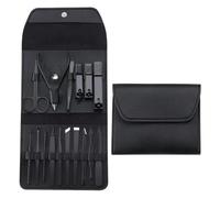 Kit Manucre Pedicure, Set de Manucure, Ensemble de pédicure et de manucure en acier inoxydable avec coupe-ongles et sac en PU(Black)