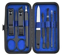 Kit Manucre Pedicure, Set de Manucure, Ensemble d'outils multifonctions for le soin quotidien des mains et des pieds, ciseaux, pinces, cure-oreilles(Blue)