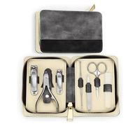Kit Manucre Pedicure, Set de Manucure, Kit de toilettage en acier inoxydable 7 pièces, outils de soin des ongles avec étui de voyage(Grey)