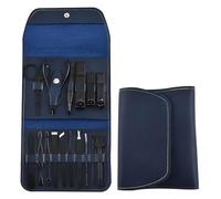 Kit Manucre Pedicure, Set de Manucure, Sac pliable en acier inoxydable avec 16 coupe-ongles(Blue)