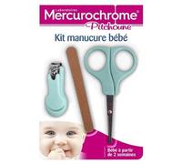 Kit Manucure Bébé - Mercurochrome - Ciseaux Et Coupe-Ongles Ergonomiques - Bleu Multicolore