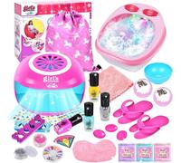 Kit Manucure Enfant Fille, Kit Vernis Enfant Avec Sèche Ongles, Spa Pour Les Ongles Et Les Pieds, Maquillage Enfant Fille, Jouet Kit Autocollants Vernis Cadeau Noël 4 5 6 7 8 Ans