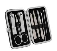 Kit manucure et pédicure 8 pièces en acier inoxydable léger et compact, coupe ongle, pince à épiler et outils de soin des ongles, kit de voyage pratique pour soigner ongles des mains et des pieds
