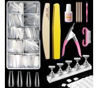 Kit Manucure Ongles Nail Art Tips, 500pcs Clair Capsules Ongles Conseils Avec Colle À Ongles, Limes À Ongles, Coupe Ongles, Pour L'extension D'ongles En Acrylique Nail Art Diy