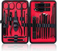 Kit Manucure Pedicure Coupe Ongle, 23pcs Pedicure Kit Complet, Professionnel Kit Manucure Adapté Coupe Cuticule Ongle Et Repousse Cuticule, Manicure Kit Complet Avec Coffret Cuir Inclus