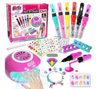 Kit Manucure pour Enfant, Vernis Enfant Cadeau Fille 6 7 8 9 12 ans, Ongle Enfant Jouet, Vernis Coffret Maquillage Enfant, Nail Art Jouet Cadeau pour Anniversaire Noël La Fête