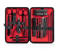 Kit Manucure Professionnel,23 Pcs Trousse Manucure,Kit Coupe Ongle et Coupe Cuticule Ongle Acier Inoxydable Avec Boîte D'emballage en Cuirconvient aux Femmes et Aux Hommes Pour les Soins de Pédicure