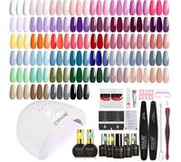 Kit manucure semi-permanent - 44 couleurs de vernis gel UV - 4 bases gel - 2 grandes bases gel