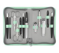 Kit manucure Solingen 12 pièces - kit ongle, coupe ongle, limes a ongles professionnelle, pince a epiler, repousse ongles, pousse cuticule, étui en simili-cuir de haute qualité
