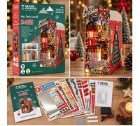 Maquette Graine Créative Serre-livres Book Nook Merry Christmas