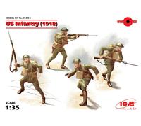 Kit Maquette Pl. 1:35 ICM Us Infantry (1918) 4 Figurines 100% Nouv. Moulages