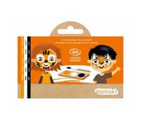Namaki- Kit 3 Couleurs Tigre & Renard Maquillage de déguisement Bio & Vegan, 110045, Orange, Blanc, Noir