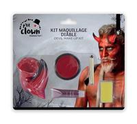 P'tit Clown - 12900 - Kit Maquillage Diable - Cornes + Palette + Sang + Crayon Noir + éponge - Taille Unique