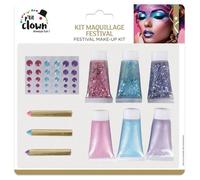 Kit maquillage et strass - PTIT CLOWN - PTIT CLOWN - Multicolore - 3 gels pailletés - 30 strass