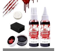 Kit Maquillage Sang Artificiel Halloween - Faux Sang Effrayant Vampire Zombie Avec Savon Nettoyant - Effaçable Accessoires Déguisement Halloween Zombie Vampire pour Soirée à Thème Jeu de Rôle Spectacl