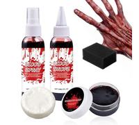 Kit Maquillage Sang Artificiel Halloween,Spray Rouge Simulé à Effet Réel avec Savon Nettoyant | Effaçable Accessoires Déguisement Halloween Zombie Vampire pour Soirée à Thème Jeu de Rôle Spectacle Scé