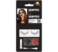 Kit Maquillage Vampire: Noire Et Rouge, Cils, Colle Et Pinceau Multicolore