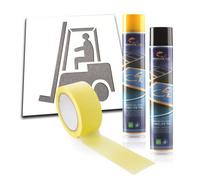 Kit marquage sol chariot élévateur pochoir + aérosols
