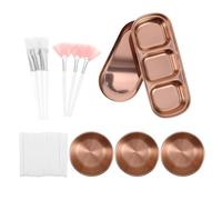 Kit Masque Visage Esthéticienne 23 Pièces, Doré, Bols et Spatules | Sérums, Plateau à 3 Compartiments, Pinceaux Éventail et Éponges, Petites Coiffeuses Mobiles