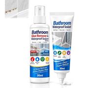 Kit Mastic Étanche Salle de Bain + Décolle Silicone, 2x30ml (1 Set) | Élimine l’ancien joint et comble les fissures; étanche, anti-moisissure, prêt à l’emploi sans pistolet à joint.