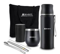 Kit mat argentin complet 7 pièces comprenant une citrouille mate, 2 ampoules mates, un thermos mat argentin de 1 l, une boîte de rangement Yerba Mate Argentine et un sac de transport pour le kit Mate